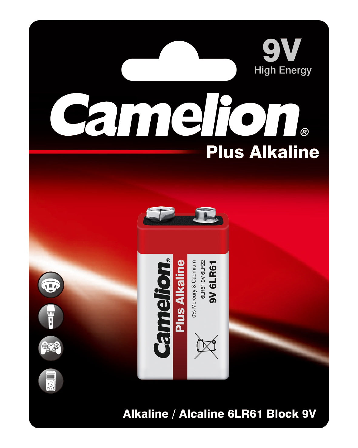 Camelion PLUS ALKALINE 9V Battery 9 V DC 6LR61, 9V