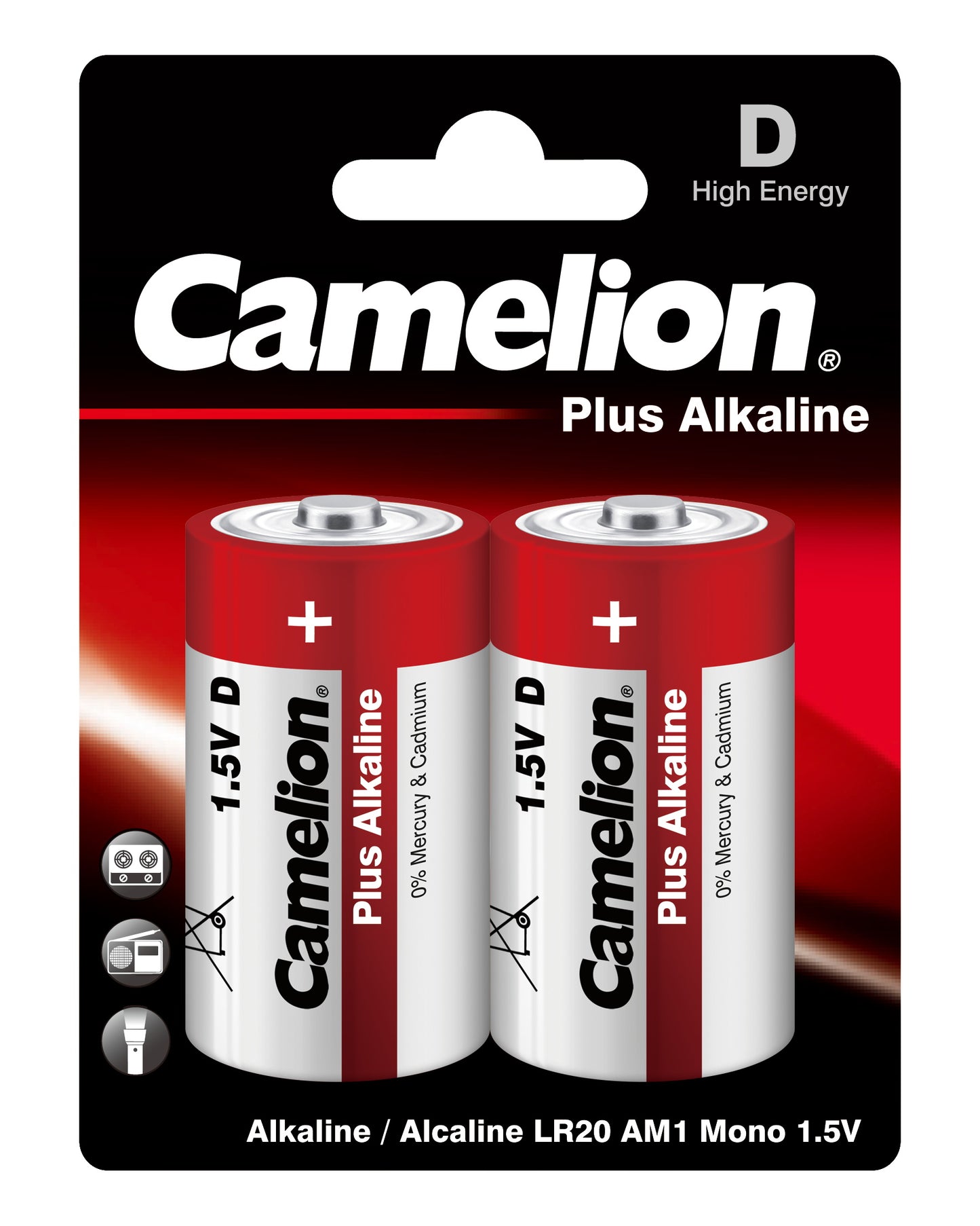 Camelion plus alkaline batteries - R20 D size (2 batteries)